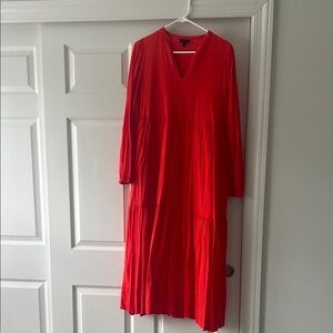 Elegant Red V-Neck Dress